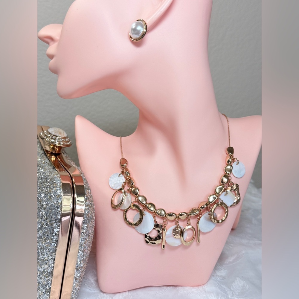 Gold and White Charm Necklace - Picture 8 of 9